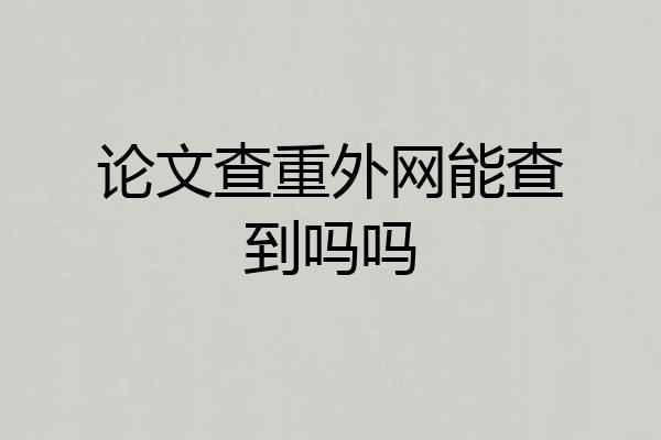 论文查重外网能查到吗吗