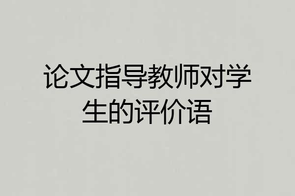 论文指导教师对学生的评价语