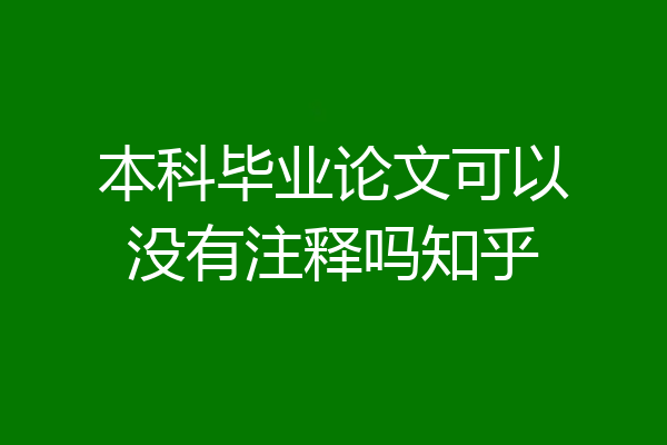 本科毕业论文可以没有注释吗知乎