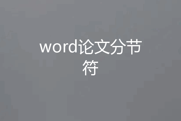 word论文分节符