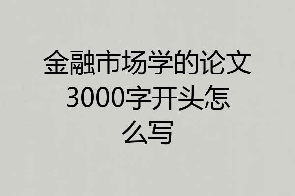 金融市场学的论文3000字开头怎么写