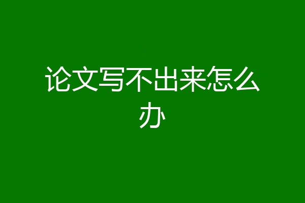 论文写不出来怎么办