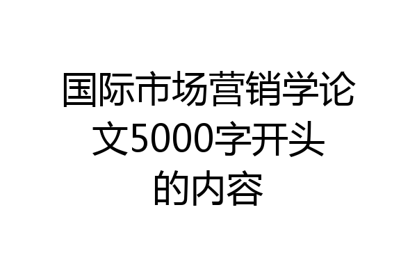 国际市场营销学论文5000字开头的内容