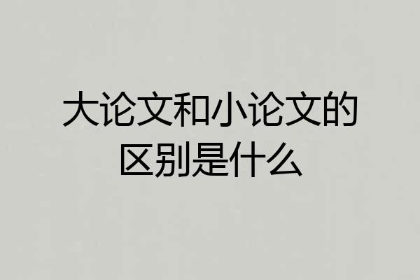 大论文和小论文的区别是什么