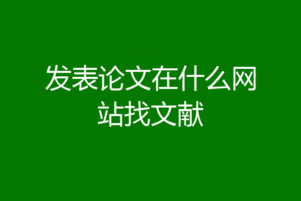 发表论文在什么网站找文献