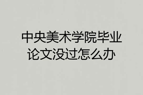 中央美术学院毕业论文没过怎么办