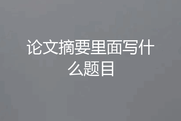 论文摘要里面写什么题目