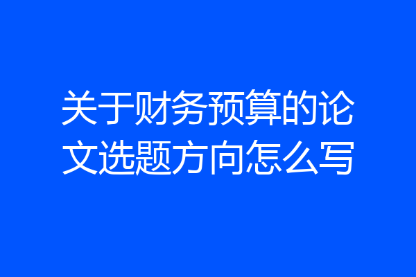 关于财务预算的论文选题方向怎么写