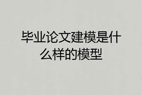 毕业论文建模是什么样的模型