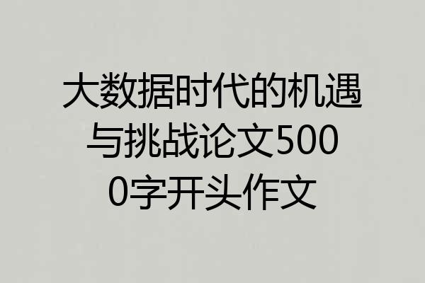 大数据时代的机遇与挑战论文5000字开头作文