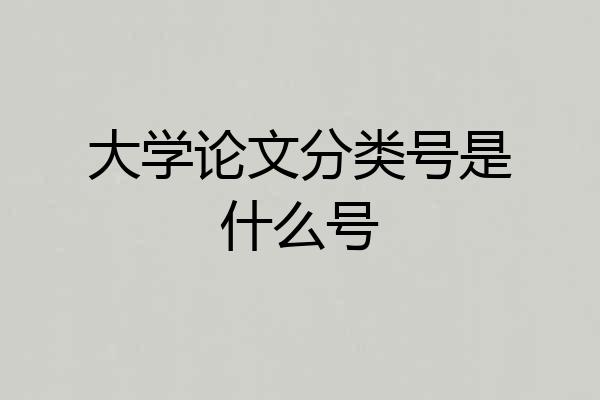 大学论文分类号是什么号