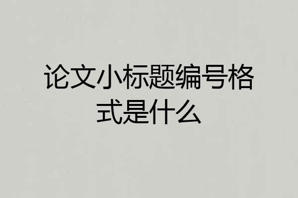 论文小标题编号格式是什么