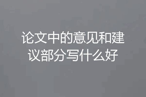 论文中的意见和建议部分写什么好