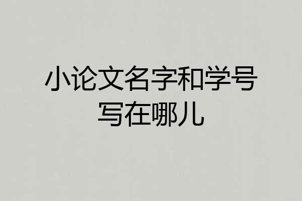 小论文名字和学号写在哪儿