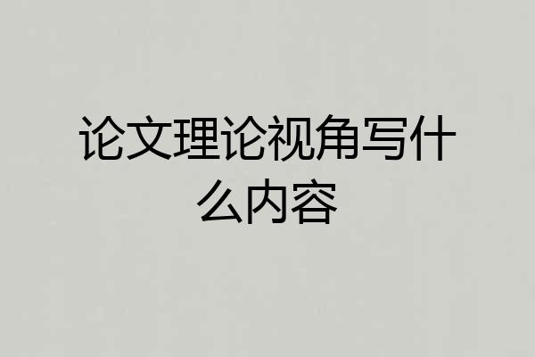 论文理论视角写什么内容