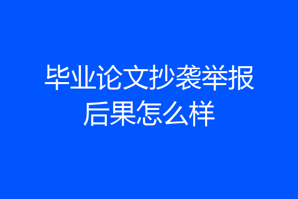 毕业论文抄袭举报后果怎么样