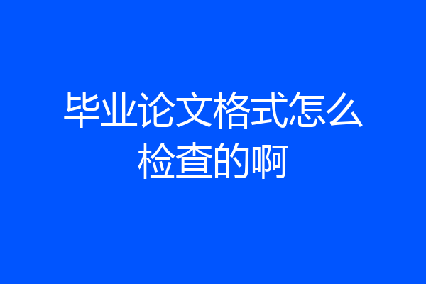 毕业论文格式怎么检查的啊