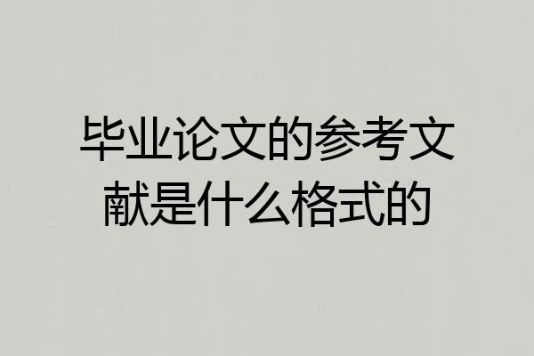 毕业论文的参考文献是什么格式的