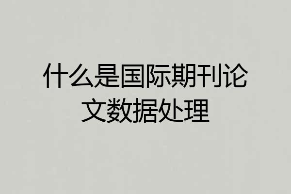 什么是国际期刊论文数据处理