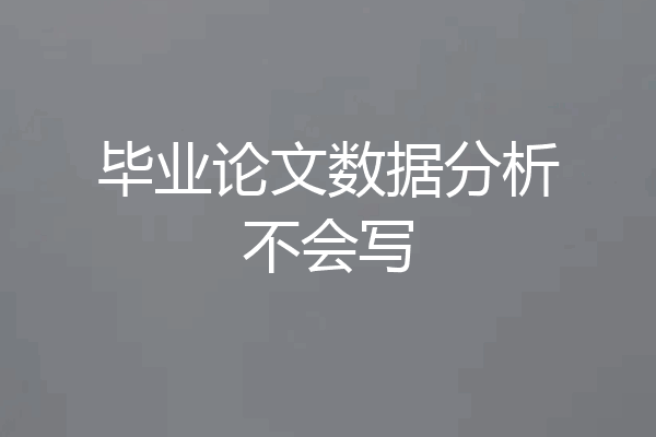 毕业论文数据分析不会写