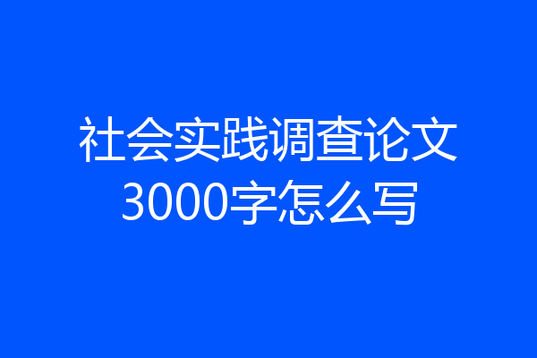社会实践调查论文3000字怎么写
