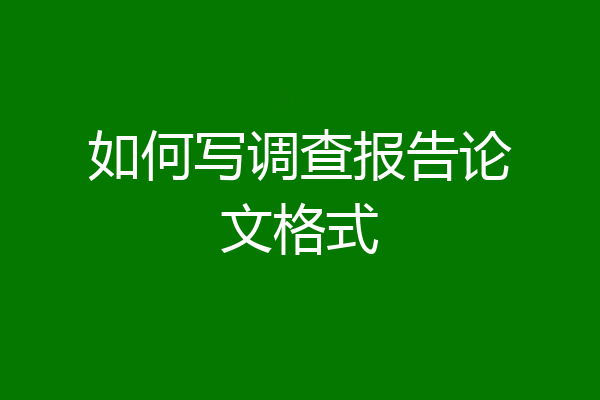 如何写调查报告论文格式