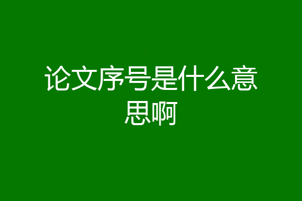 论文序号是什么意思啊