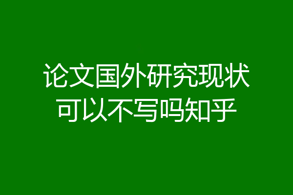 论文国外研究现状可以不写吗知乎