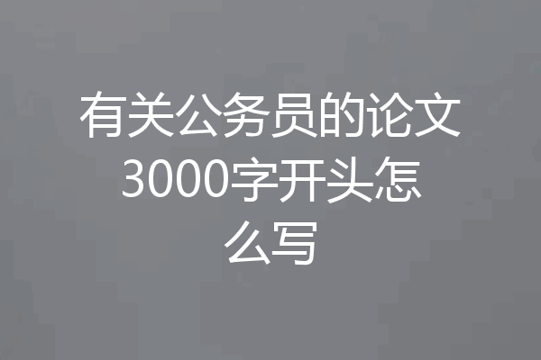 有关公务员的论文3000字开头怎么写