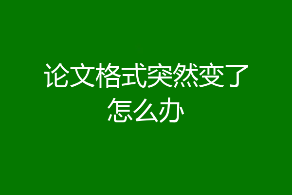 论文格式突然变了怎么办