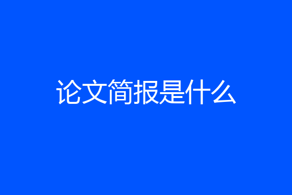 论文简报是什么