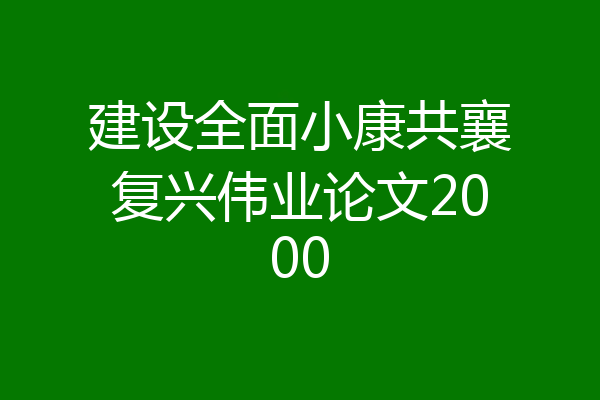 建设全面小康共襄复兴伟业论文2000