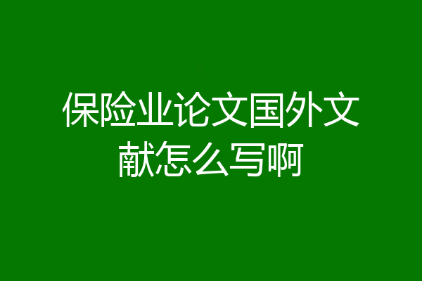 保险业论文国外文献怎么写啊