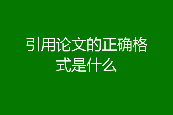 引用论文的正确格式是什么