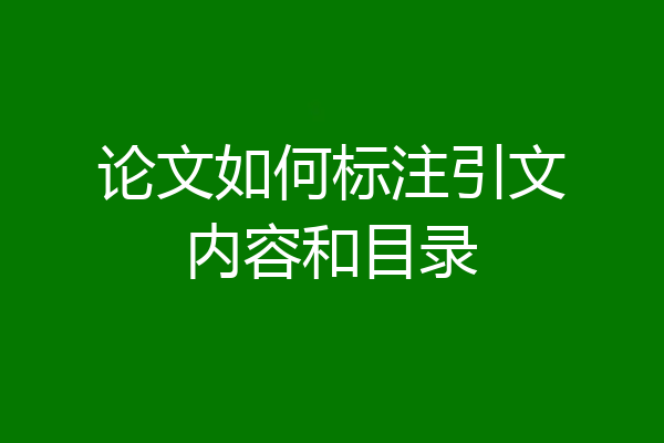 论文如何标注引文内容和目录