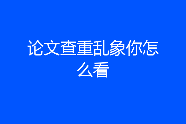 论文查重乱象你怎么看
