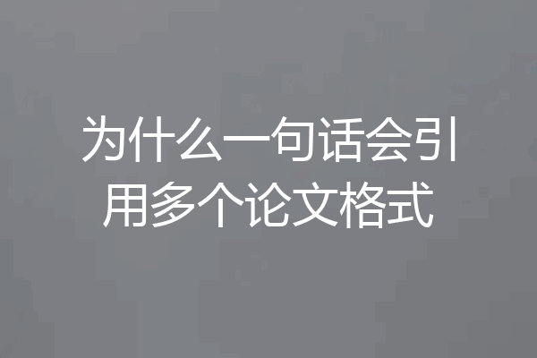 为什么一句话会引用多个论文格式