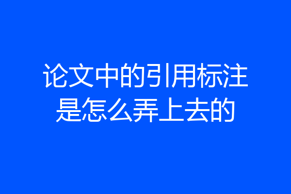论文中的引用标注是怎么弄上去的
