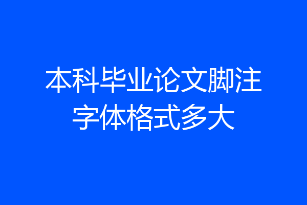 本科毕业论文脚注字体格式多大