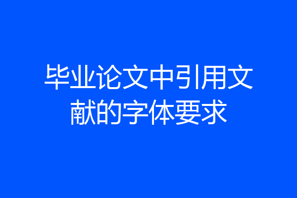 毕业论文中引用文献的字体要求