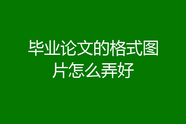 毕业论文的格式图片怎么弄好