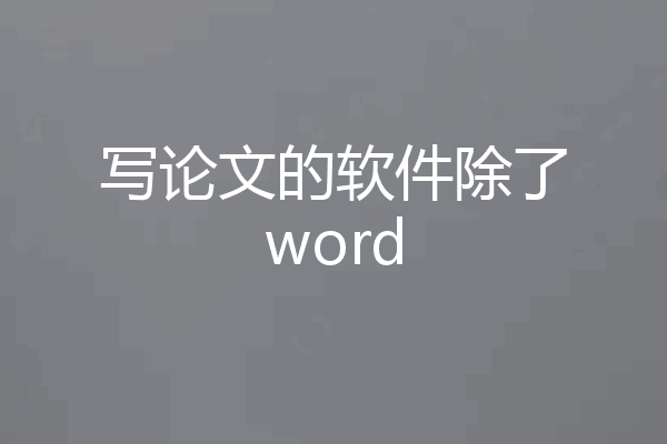 写论文的软件除了word