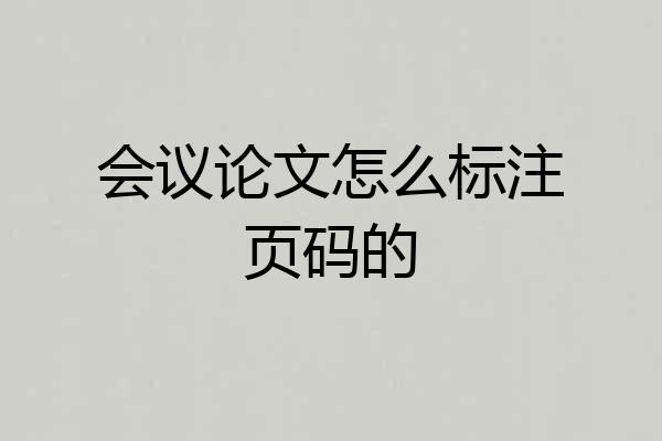 会议论文怎么标注页码的