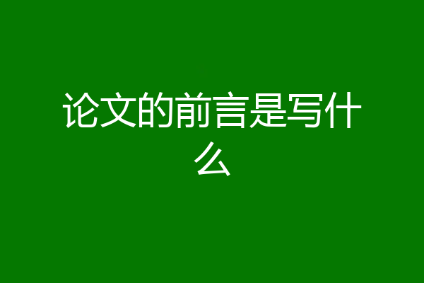 论文的前言是写什么