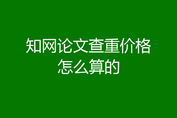 知网论文查重价格怎么算的