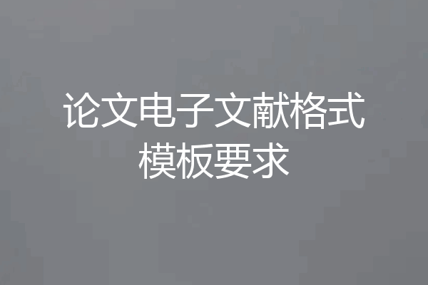 论文电子文献格式模板要求