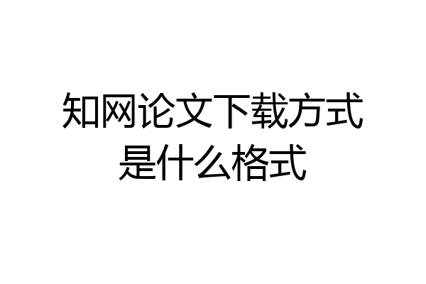 知网论文下载方式是什么格式