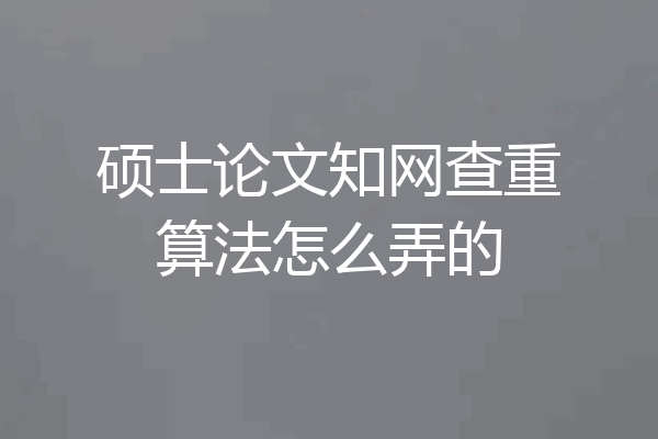 硕士论文知网查重算法怎么弄的