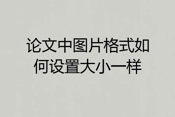 论文中图片格式如何设置大小一样