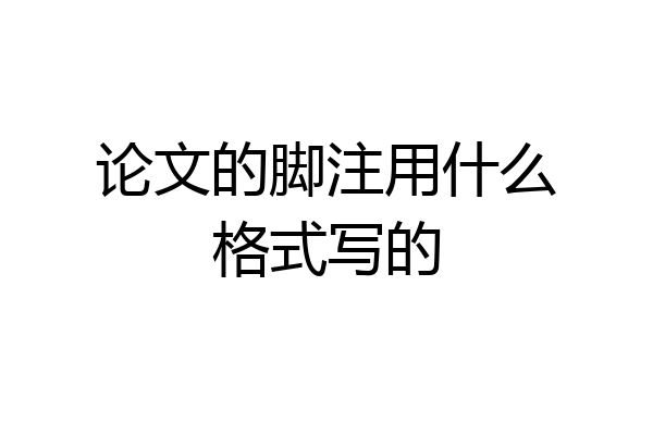 论文的脚注用什么格式写的